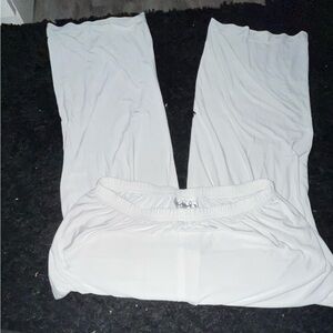 Caroline Rose White Flowing Wide Leg Pants – Size L